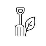Minimal garden fork and leaf icon