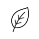 Minimal leaf icon, centered, dark charcoal on white background, simple flat vector glyph with generous padding