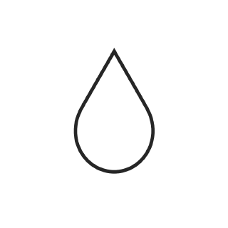 Thin white droplet icon centered on a pure black background