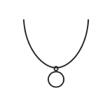 Minimal gold necklace icon in dark charcoal on pure white