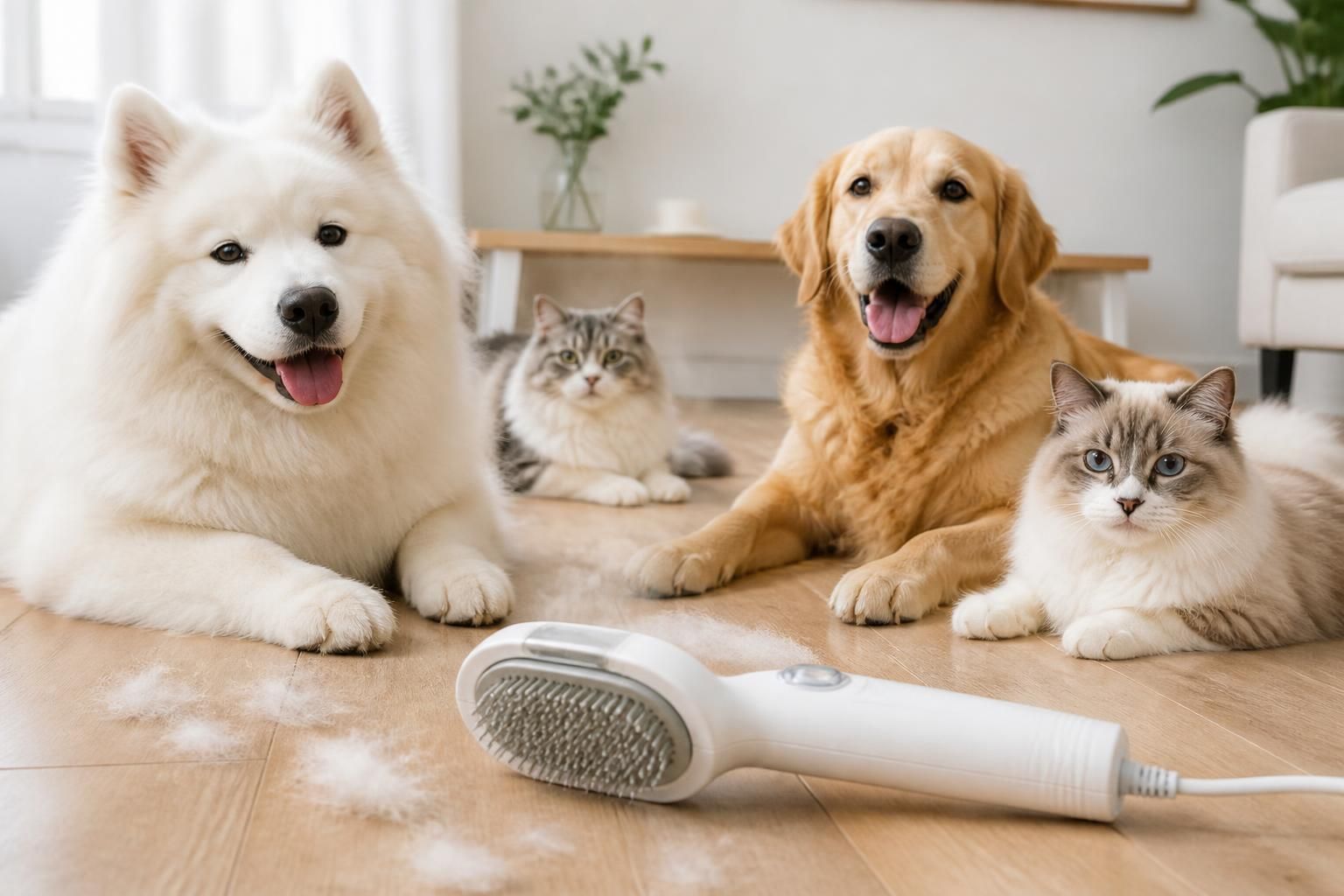 The steam hair-removing brush for pets on a bright