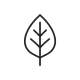 Minimal leaf icon, centered, white glyph on pure black background