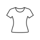Minimal line icon of a fitted t-shirt on a pure white background