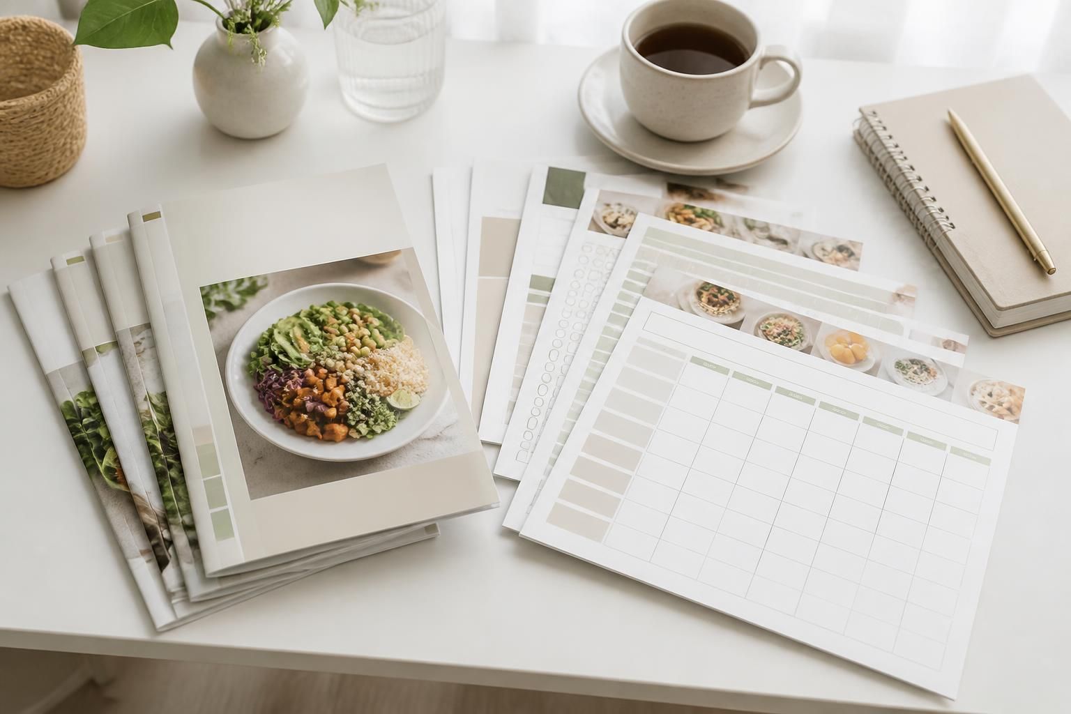 VivaHealthGuide digital wellness bundle arranged as polished PDF guide previews