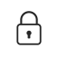 Minimal lock icon, centered, dark charcoal on pure white background