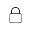 Minimal lock icon, centered, dark charcoal on white background