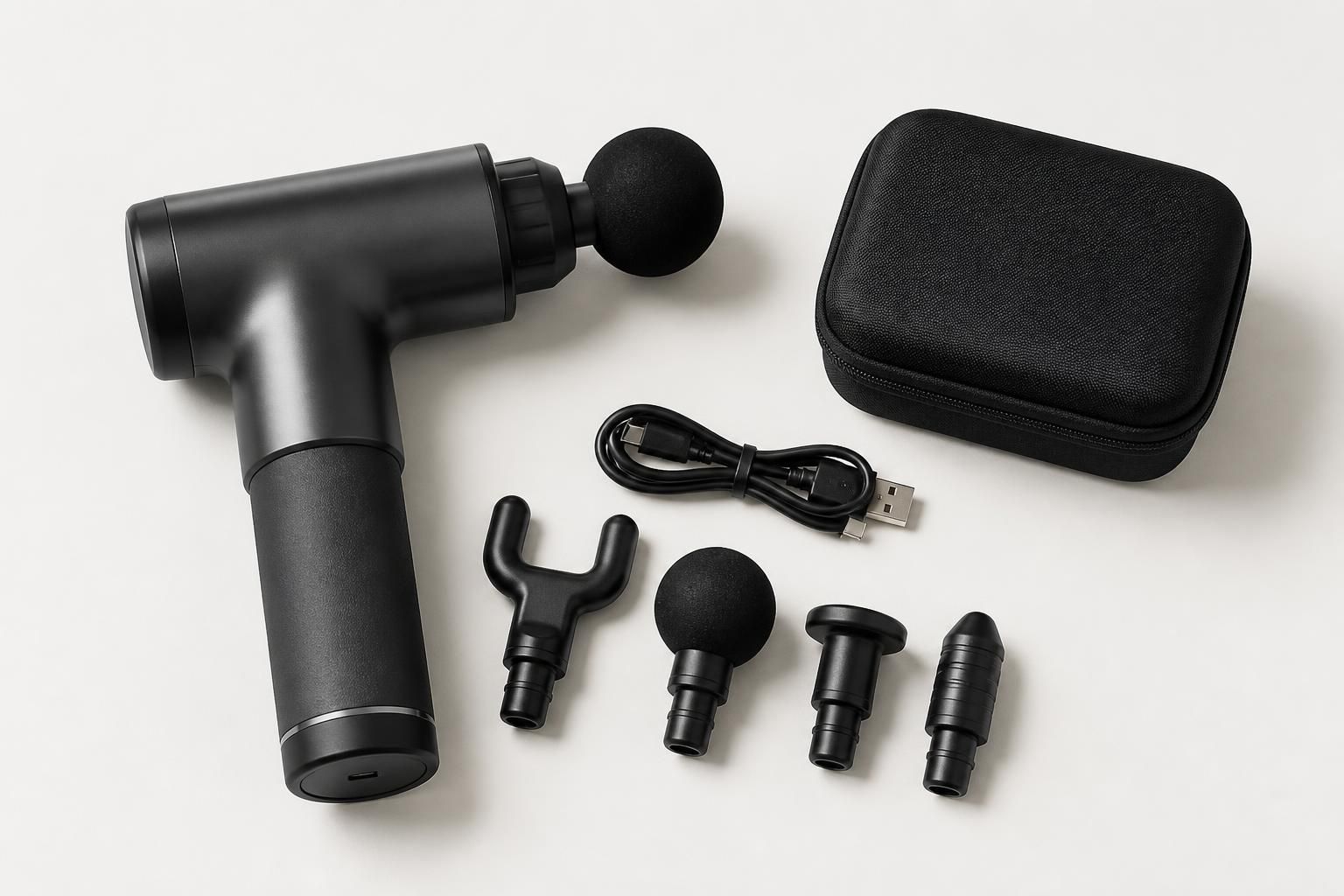 A compact marketplace-style product flat lay on a clean pale surface